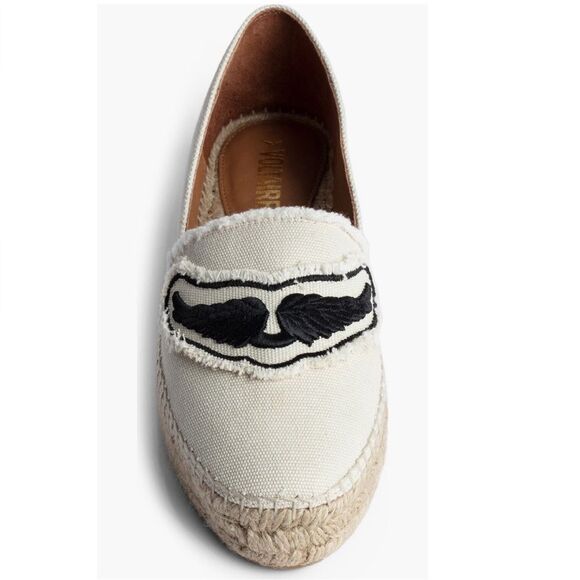 Zadig & Voltaire Canvas Espadrille Slip on Flat, Cream/Black, Size 11, NWOT - Picture 14 of 16